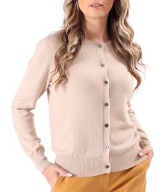 Cardigan tricotat din lana cu casmir cu nasturi pe fata