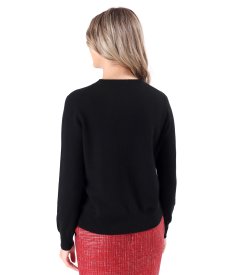 Cardigan tricotat din lana cu casmir cu nasturi pe fata