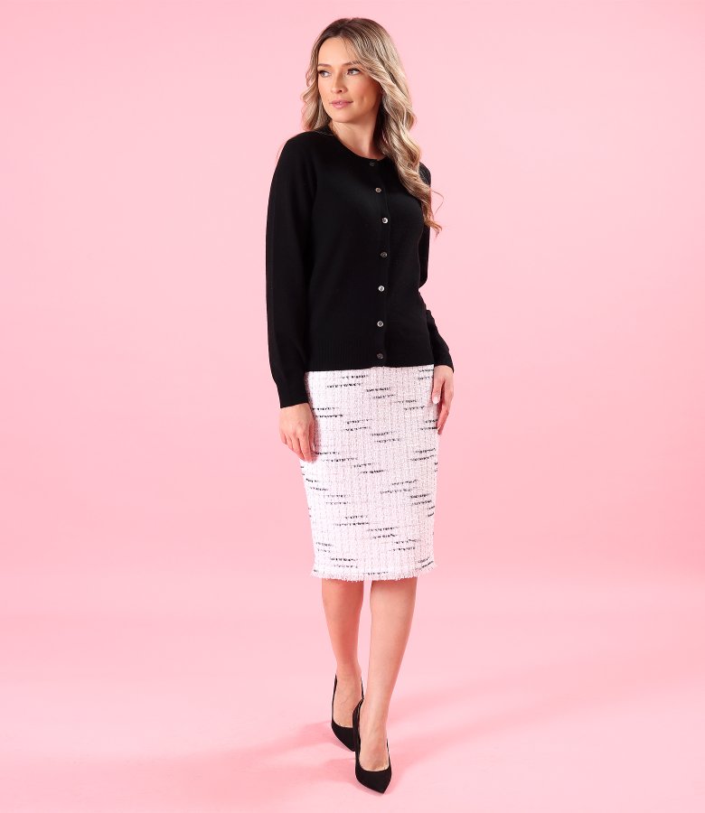 Knitted wool and cashmere cardigan with front buttons