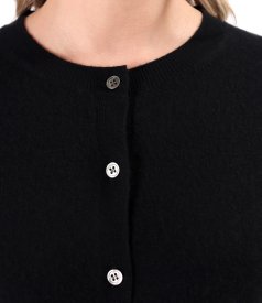 Cardigan tricotat din lana cu casmir cu nasturi pe fata