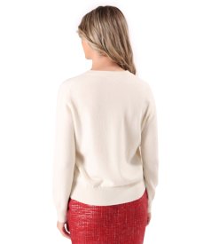 Cardigan tricotat din lana cu casmir cu nasturi pe fata
