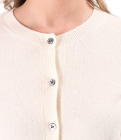 Cardigan tricotat din lana cu casmir cu nasturi pe fata