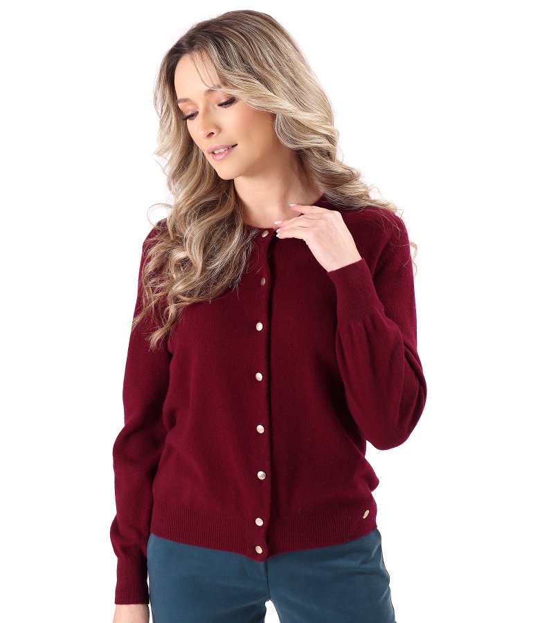 Cashmere knit cardigan with gold front buttons