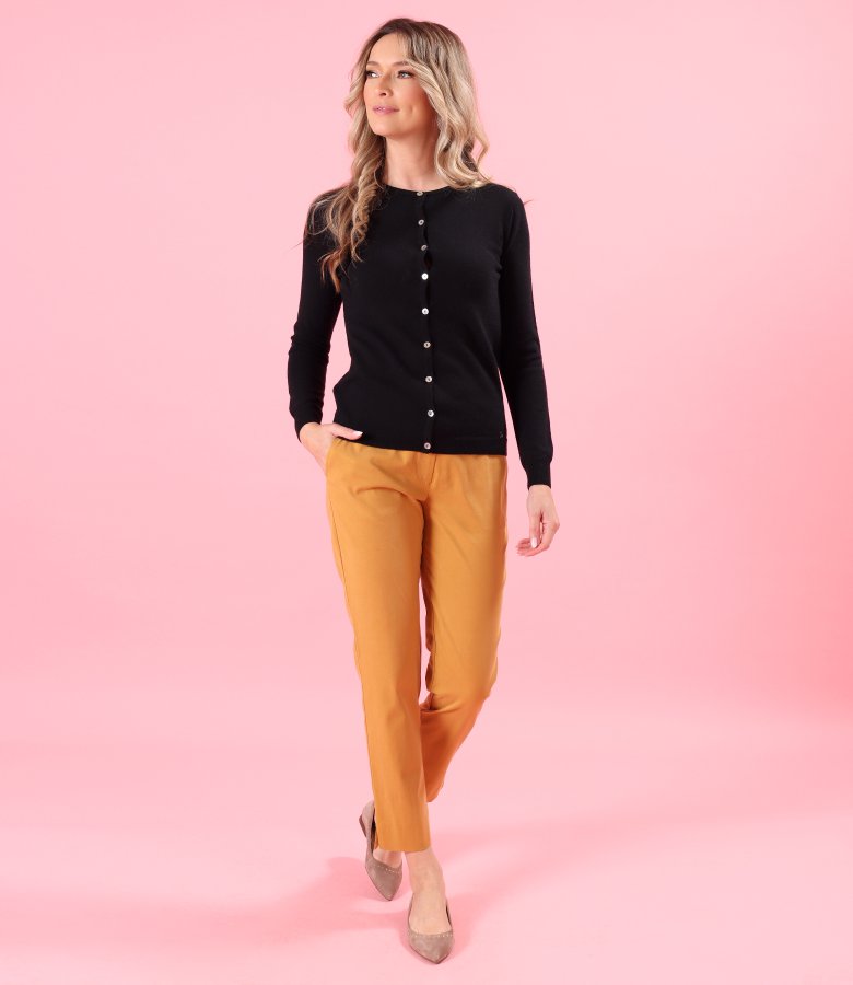 Knitted cardigan in cashmere, silk and wool
