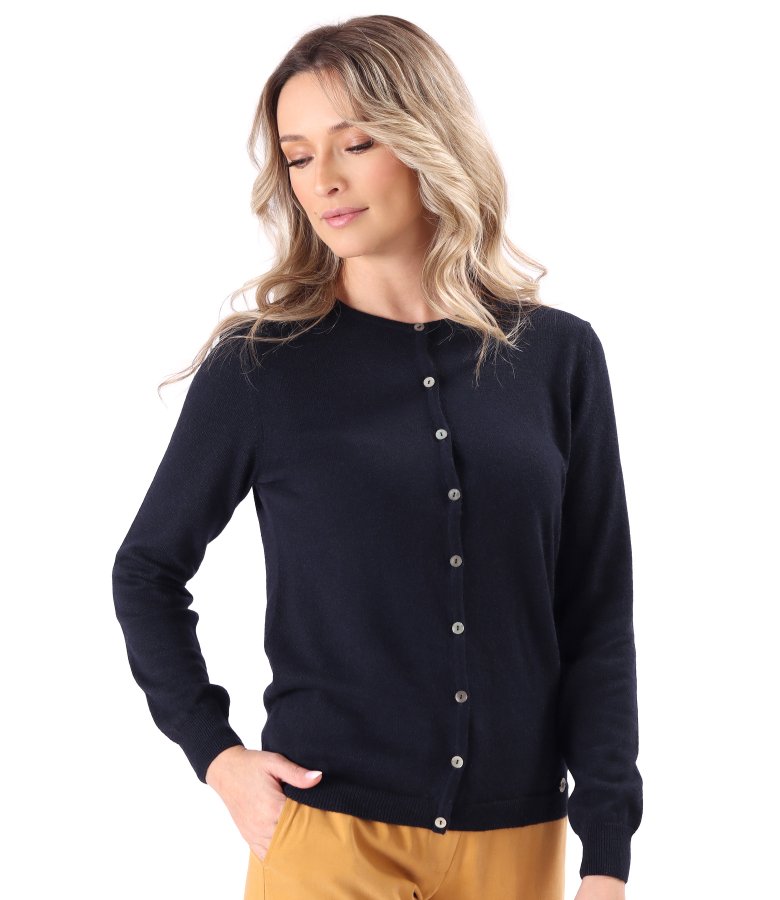 Knitted cardigan in cashmere, silk and wool