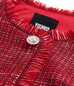 Sacou din bucle cu viscoza si bumbac cu maneci scurte