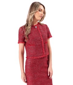 Sacou din bucle cu viscoza si bumbac cu maneci scurte