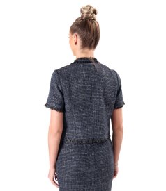 Sacou din bucle cu viscoza si bumbac cu maneci scurte