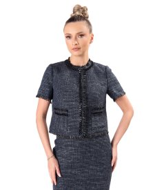 Sacou din bucle cu viscoza si bumbac cu maneci scurte