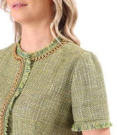 Sacou din bucle cu viscoza si bumbac cu maneci scurte