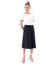 Midi skirt in polka-dot fabric