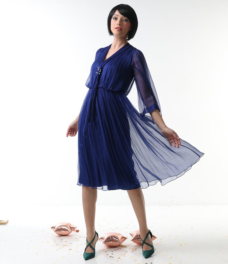 Evening dress in natural silk chiffon
