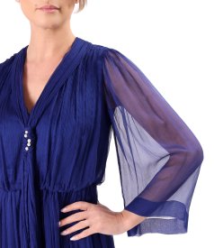 Evening dress in natural silk chiffon