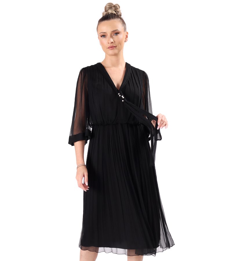 Evening dress in natural silk chiffon