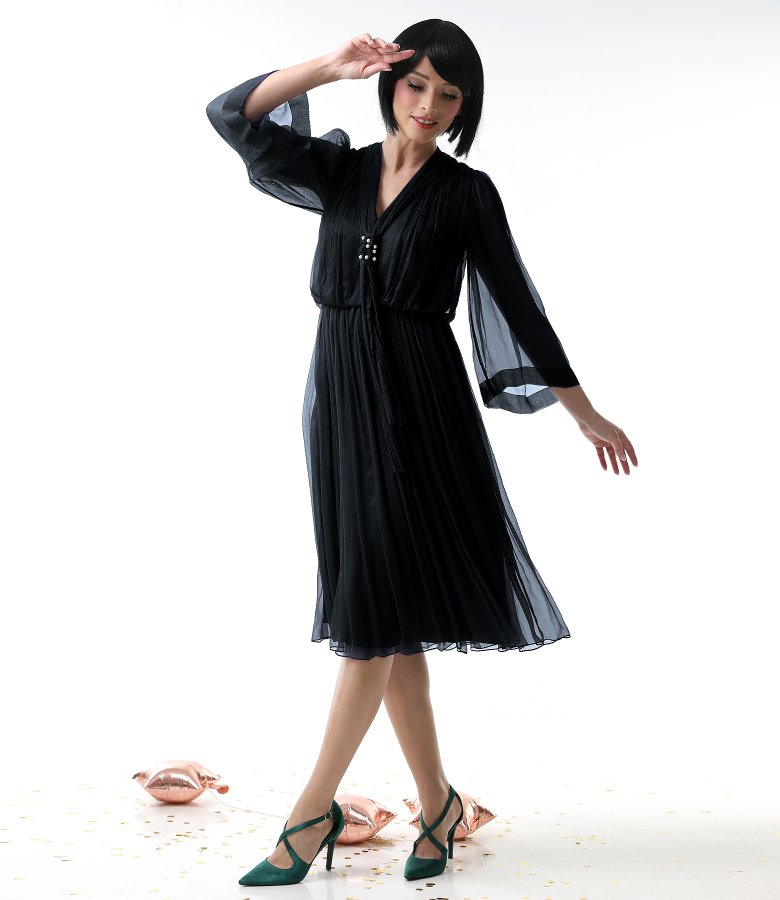 Evening dress in natural silk chiffon