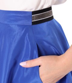 Long flared taffeta skirt with decorative elastic back