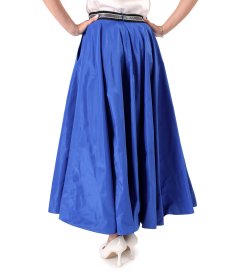 Long flared taffeta skirt with decorative elastic back