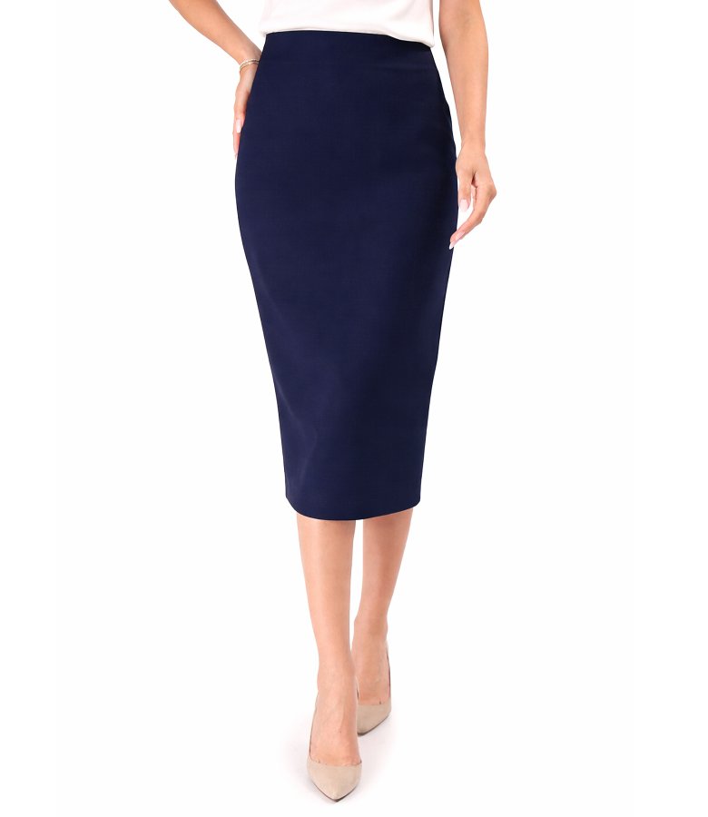 Midi tapered skirt in elastic fabric with viscose