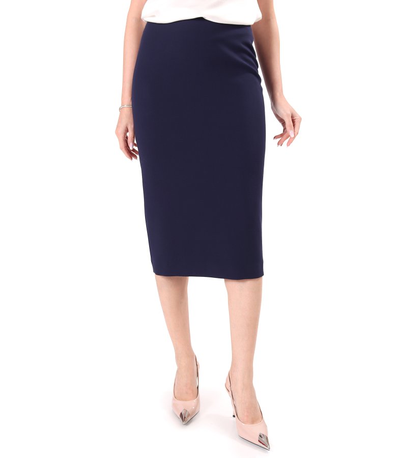 Midi tapered skirt in elastic fabric with viscose