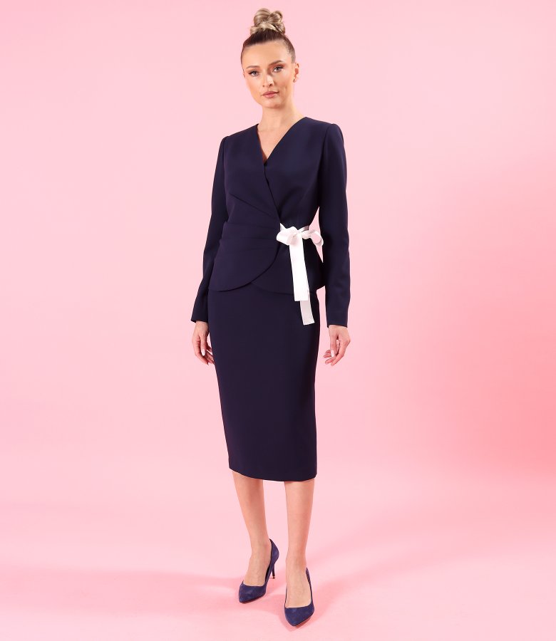 Midi tapered skirt in elastic fabric with viscose