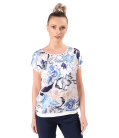 Relaxed-fit blouse with a floral-print satin viscose front