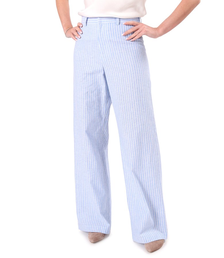 Relaxed-fit linen and cotton trousers in a striped print