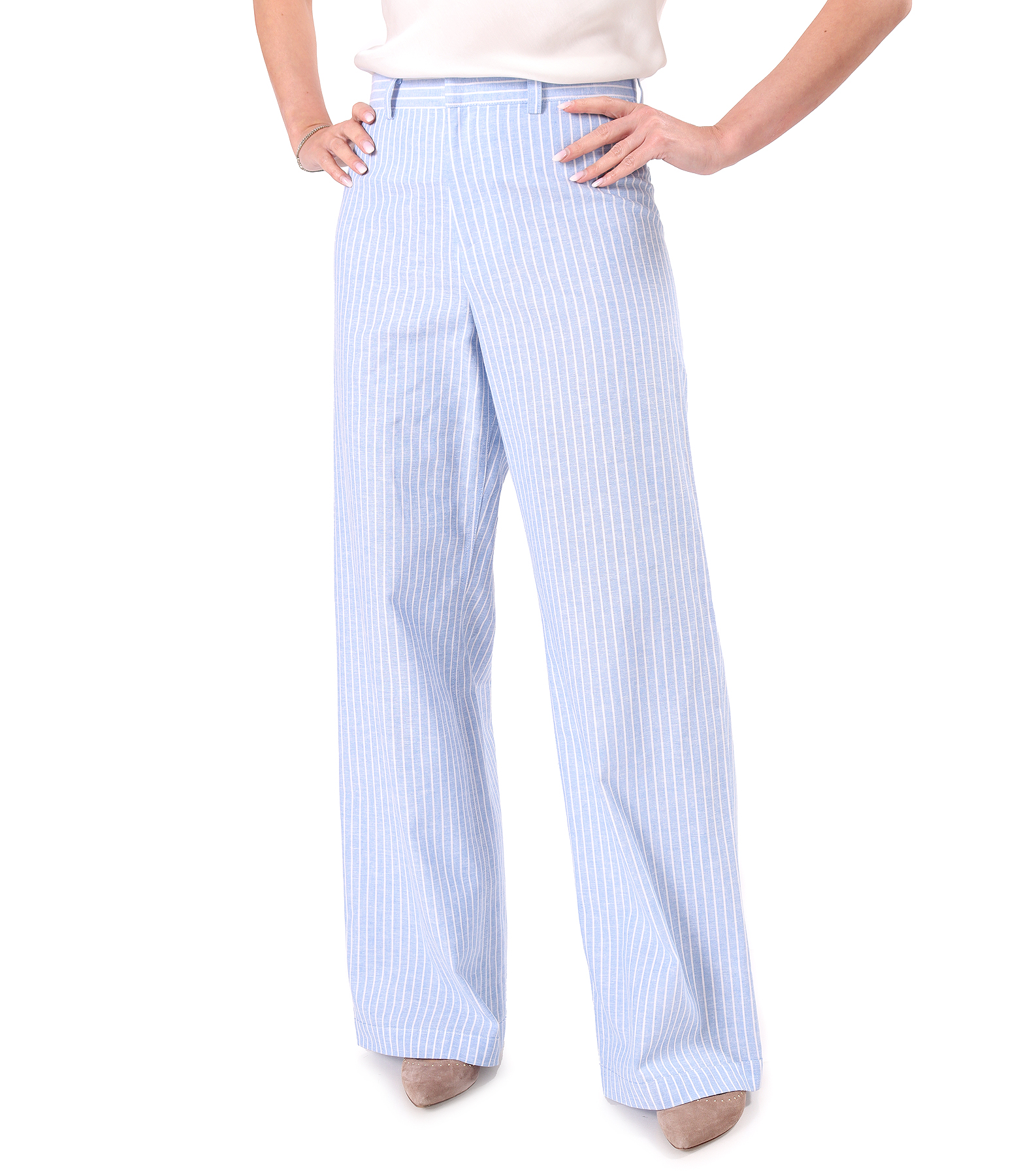 Relaxed-fit linen and cotton trousers in a striped print