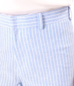 Relaxed-fit linen and cotton trousers in a striped print