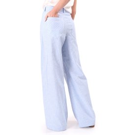 Relaxed-fit linen and cotton trousers in a striped print
