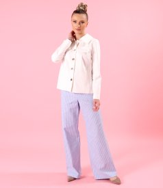 Relaxed-fit linen and cotton trousers in a striped print