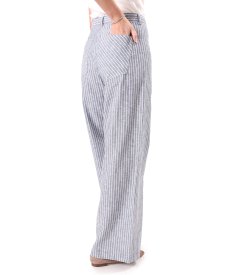 Relaxed-fit striped linen and cotton trousers