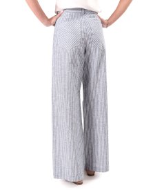 Relaxed-fit striped linen and cotton trousers