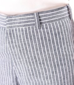 Relaxed-fit striped linen and cotton trousers