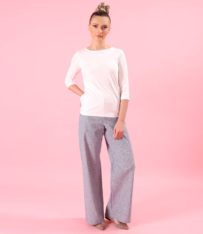 Relaxed-fit striped linen and cotton trousers