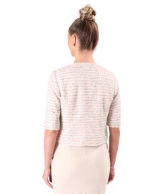 Sacou elegant din dantela cu bumbac decorat cu cristale