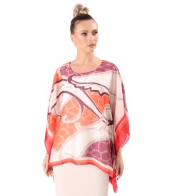Elegant butterfly blouse in printed chiffon