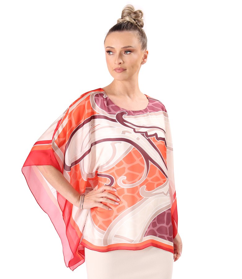 Elegant butterfly blouse in printed chiffon