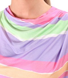 Relaxed-fit striped stretch jersey blouse with pleated shoulder