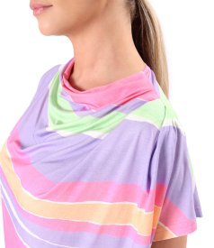 Relaxed-fit striped stretch jersey blouse with pleated shoulder