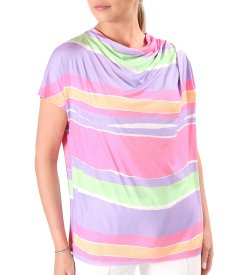 Relaxed-fit striped stretch jersey blouse with pleated shoulder