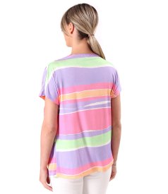 Relaxed-fit striped stretch jersey blouse with pleated shoulder
