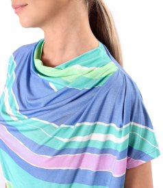 Relaxed-fit striped stretch jersey blouse with pleated shoulder detail