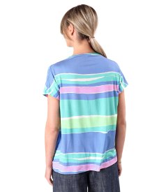 Relaxed-fit striped stretch jersey blouse with pleated shoulder detail