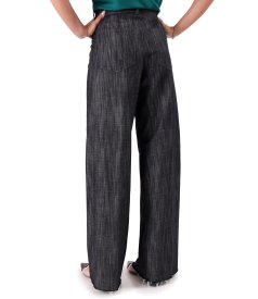 Wide-leg cotton denim-style trousers