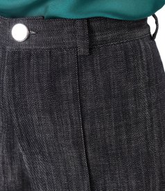 Wide-leg cotton denim-style trousers
