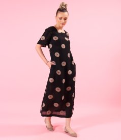 Rochie eleganta lunga din viscoza cu in tip jaquard