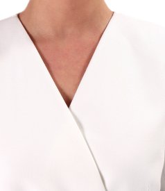 Elegant jacket in stretch viscose-blend fabric with front pleats