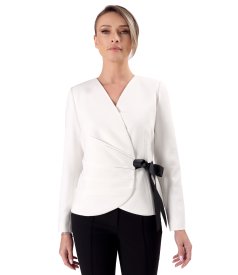 Elegant jacket in stretch viscose-blend fabric with front pleats