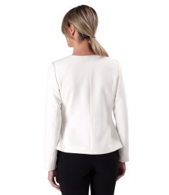 Elegant jacket in stretch viscose-blend fabric with front pleats