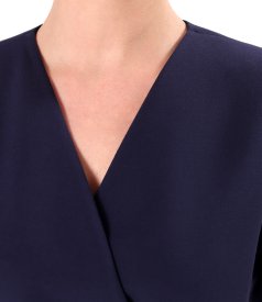 Elegant jacket in stretch viscose-blend fabric with front pleats